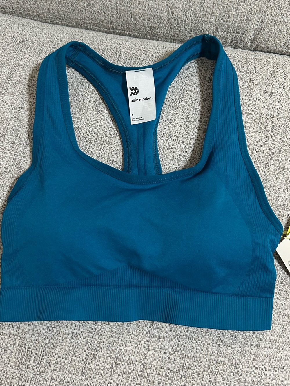 NWT All in Motion Teal Ribbed Seamless Racerback Sports Bra - Size S